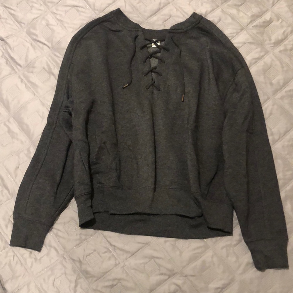 old navy crew neck with tie up front